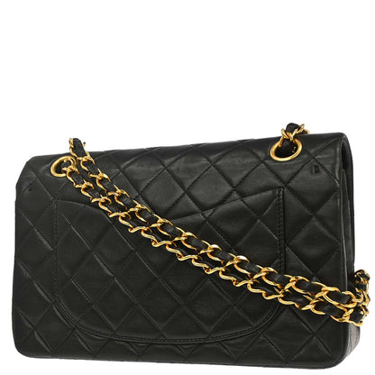 Chanel 1996-1997 Black Lambskin Small Classic Double Flap Shoulder Bag