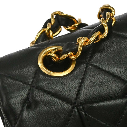 Chanel 1996-1997 Black Lambskin Small Classic Double Flap Shoulder Bag