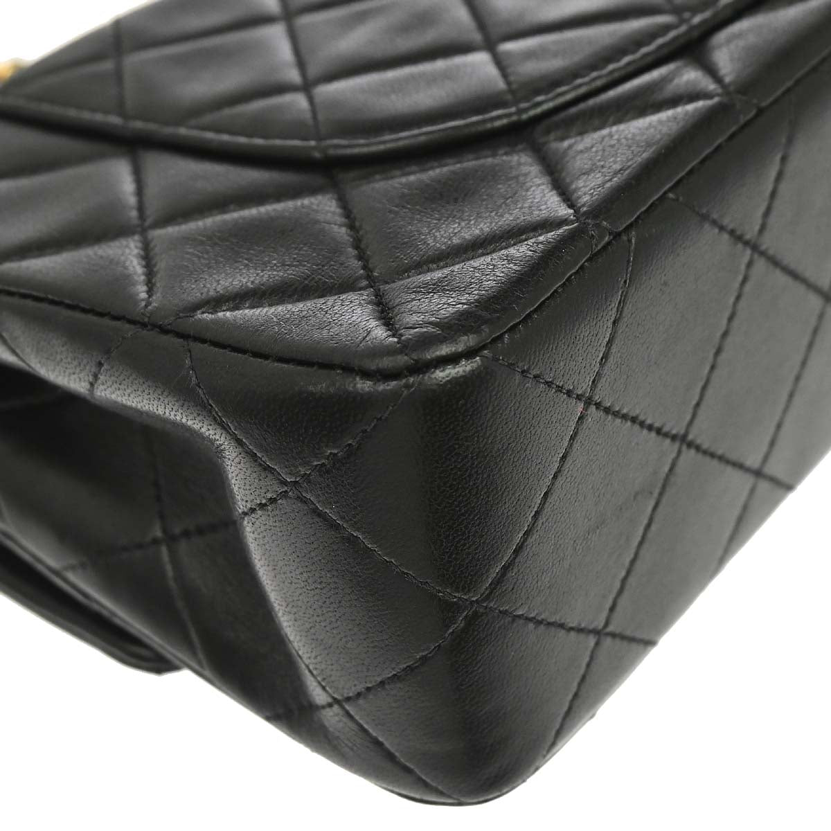 Chanel 1996-1997 Black Lambskin Small Classic Double Flap Shoulder Bag
