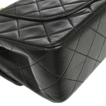 Chanel 1996-1997 Black Lambskin Small Classic Double Flap Shoulder Bag
