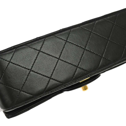 Chanel 1996-1997 Black Lambskin Small Classic Double Flap Shoulder Bag