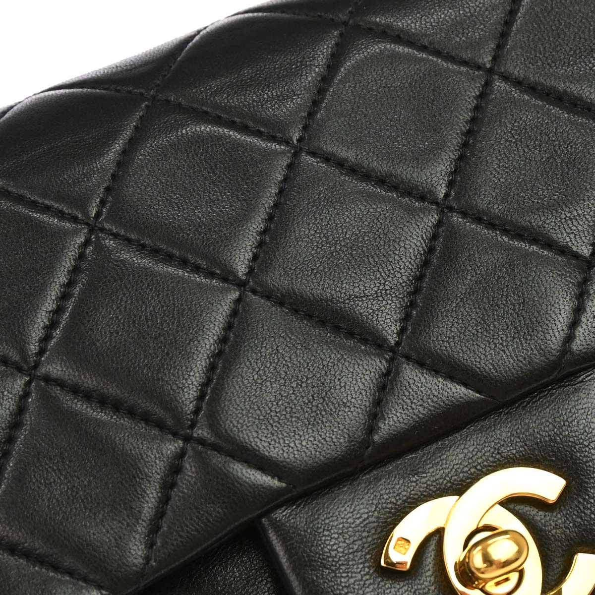 Chanel 1996-1997 Black Lambskin Small Classic Double Flap Shoulder Bag