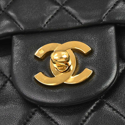 Chanel 1996-1997 Black Lambskin Small Classic Double Flap Shoulder Bag