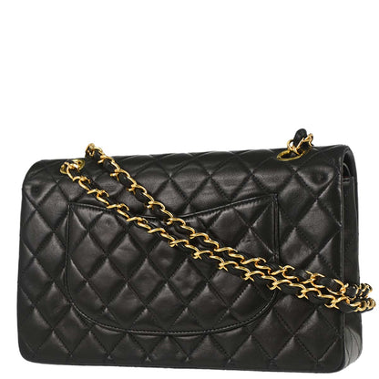 Chanel 1997-1999 Black Lambskin Medium Classic Double Flap Shoulder Bag