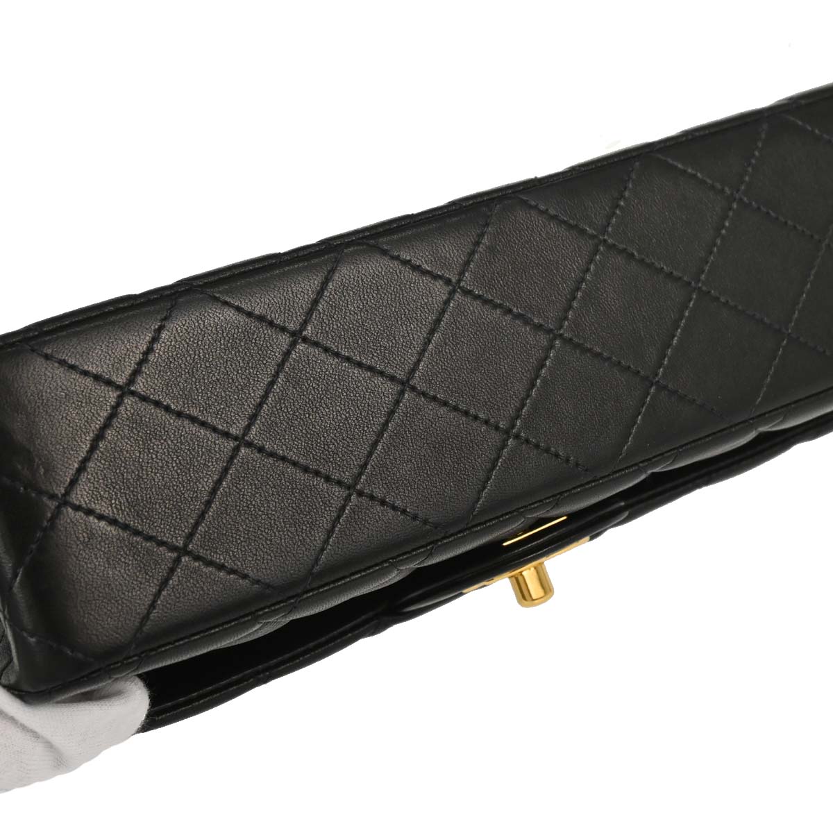 Chanel 1997-1999 Black Lambskin Medium Classic Double Flap Shoulder Bag