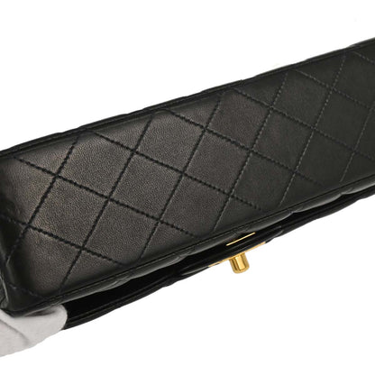 Chanel 1997-1999 Black Lambskin Medium Classic Double Flap Shoulder Bag