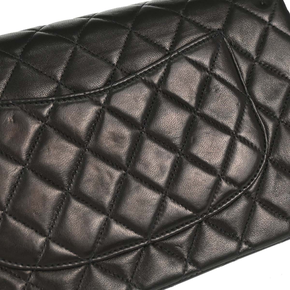 Chanel 1997-1999 Black Lambskin Medium Classic Double Flap Shoulder Bag