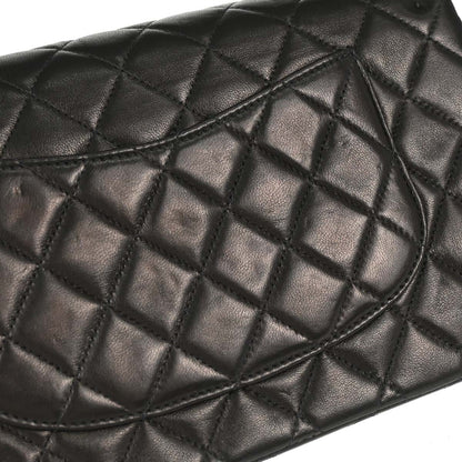 Chanel 1997-1999 Black Lambskin Medium Classic Double Flap Shoulder Bag