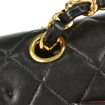Chanel 1997-1999 Black Lambskin Medium Classic Double Flap Shoulder Bag