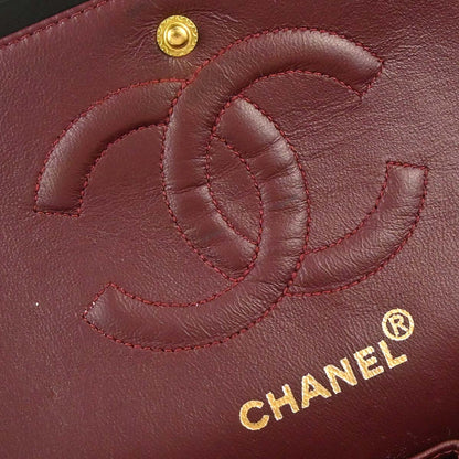 Chanel 1997-1999 Black Lambskin Medium Classic Double Flap Shoulder Bag