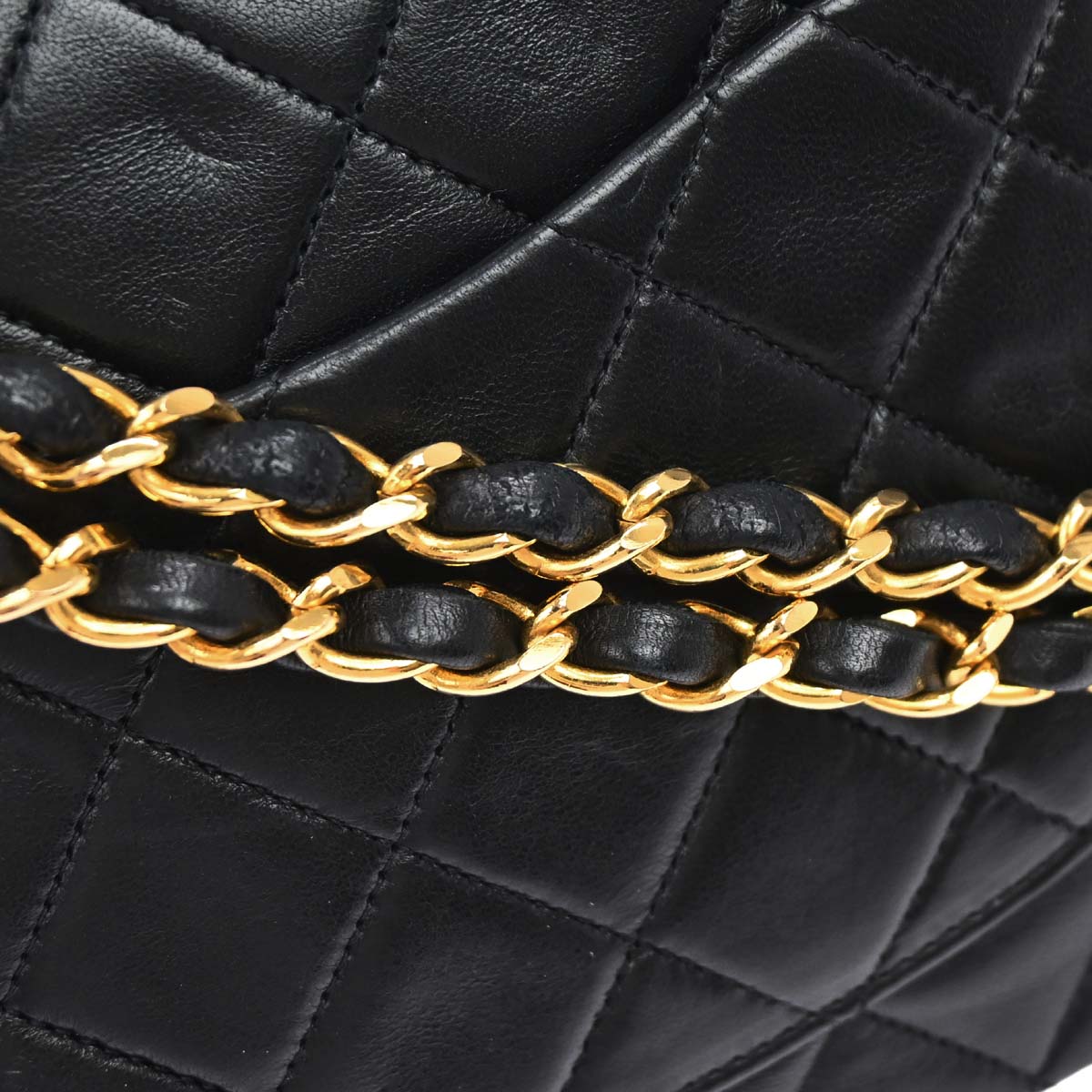 Chanel 1989-1991 Black Lambskin Medium Classic Double Flap Shoulder Bag