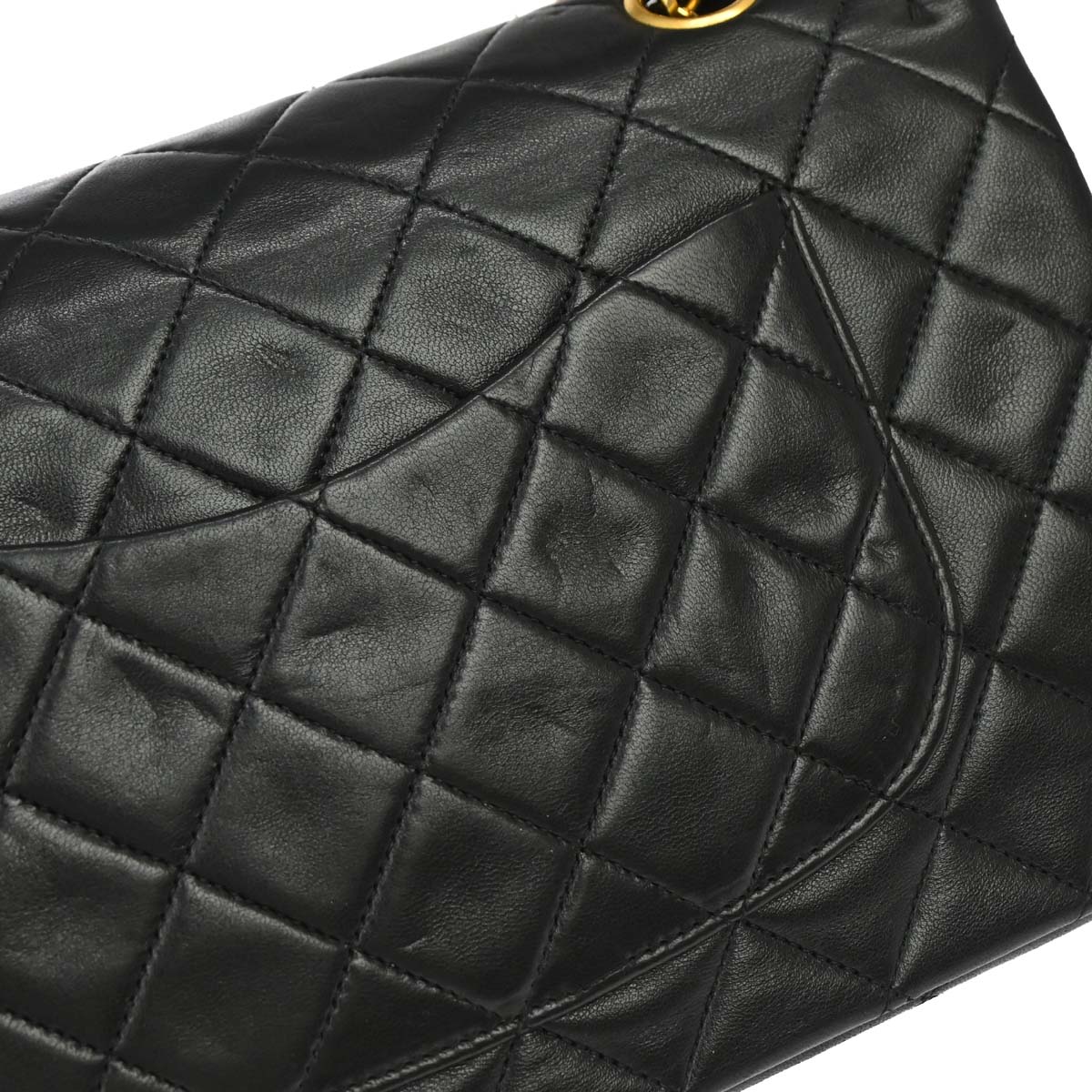 Chanel 1989-1991 Black Lambskin Medium Classic Double Flap Shoulder Bag