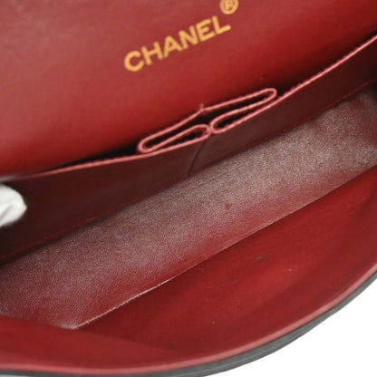 Chanel 1989-1991 Black Lambskin Medium Classic Double Flap Shoulder Bag