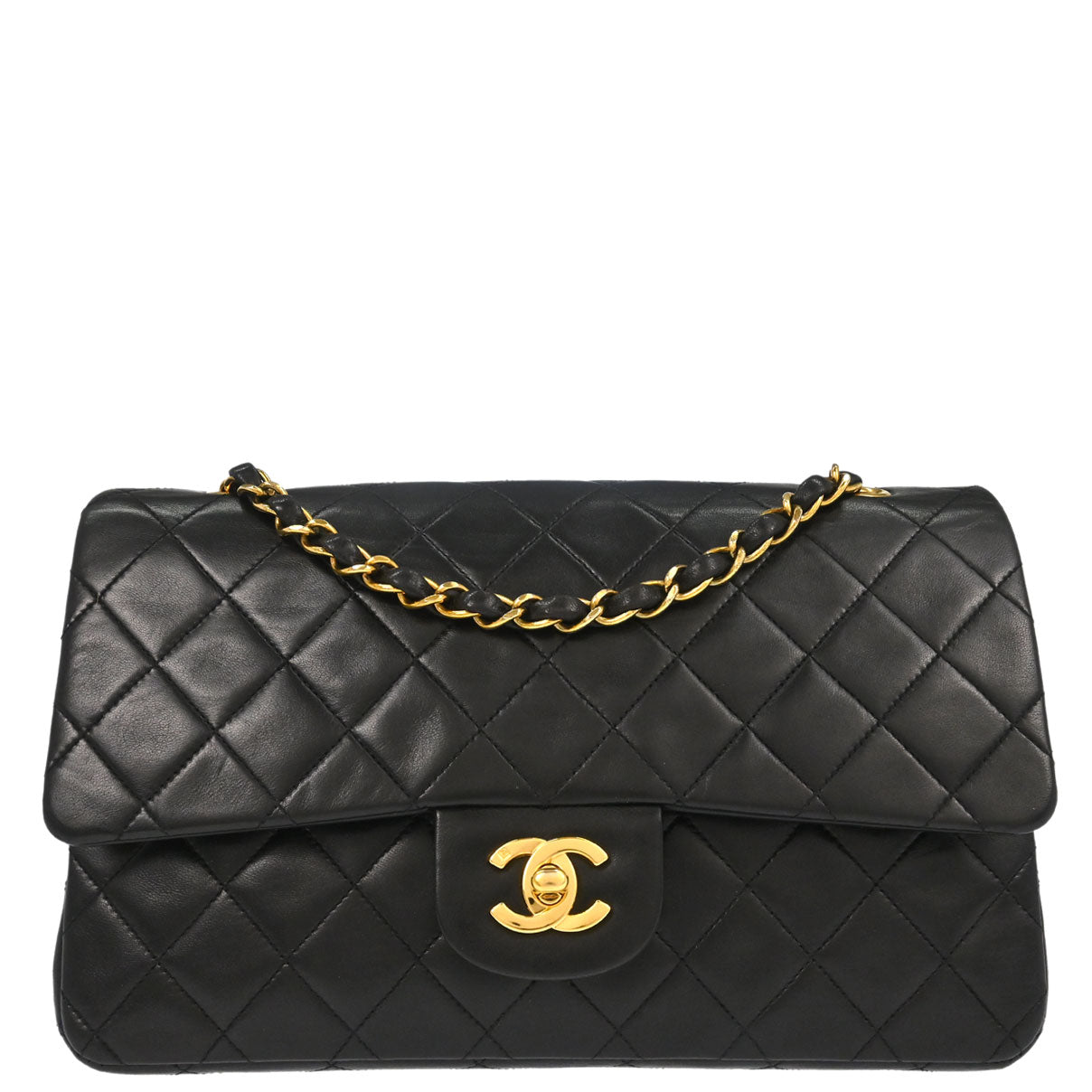 Chanel Black Lambskin Medium Classic Double Flap Shoulder Bag