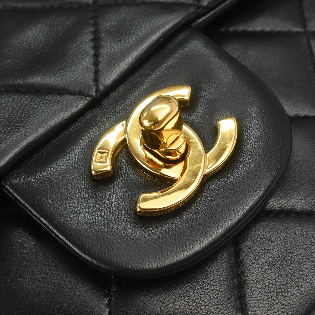 Chanel Black Lambskin Medium Classic Double Flap Shoulder Bag