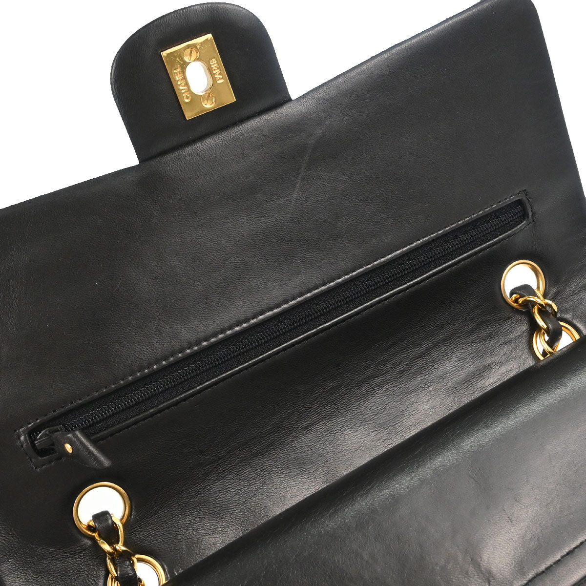 Chanel Black Lambskin Medium Classic Double Flap Shoulder Bag