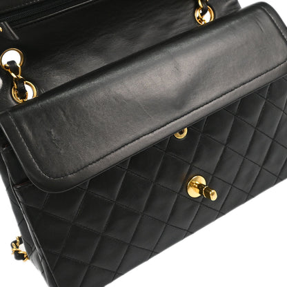Chanel Black Lambskin Medium Classic Double Flap Shoulder Bag