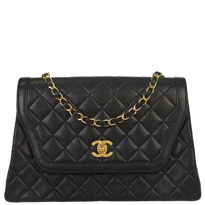Chanel 1989-1991 Black Lambskin Shoulder Bag