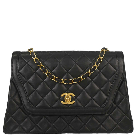 Chanel 1989-1991 Black Lambskin Shoulder Bag