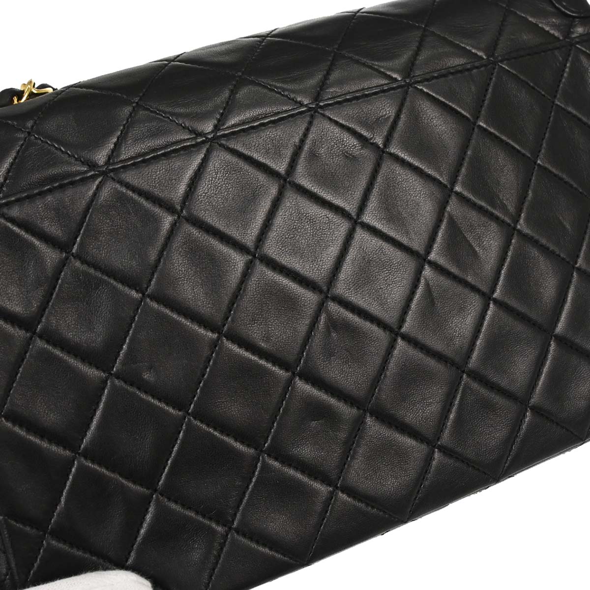 Chanel 1989-1991 Black Lambskin Shoulder Bag