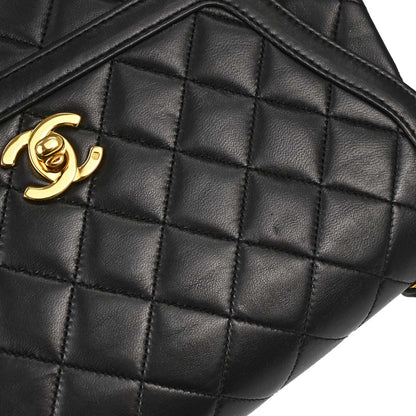 Chanel 1989-1991 Black Lambskin Shoulder Bag