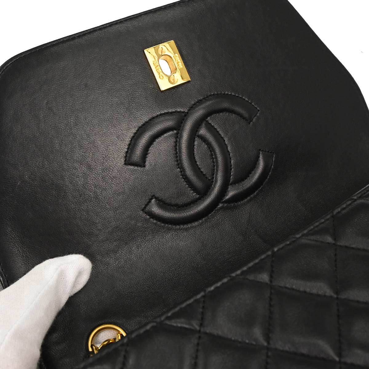 Chanel 1989-1991 Black Lambskin Shoulder Bag