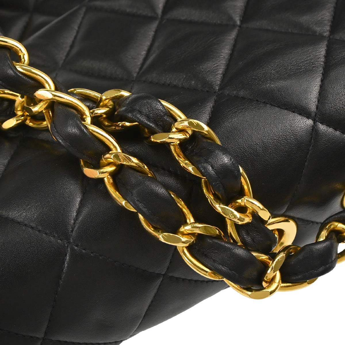 Chanel 1994-1996 Black Lambskin Maxi Classic Flap Shoulder Bag