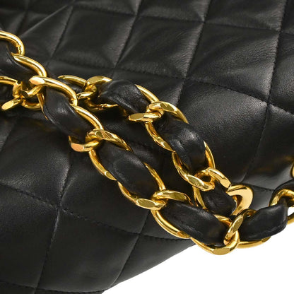 Chanel 1994-1996 Black Lambskin Maxi Classic Flap Shoulder Bag