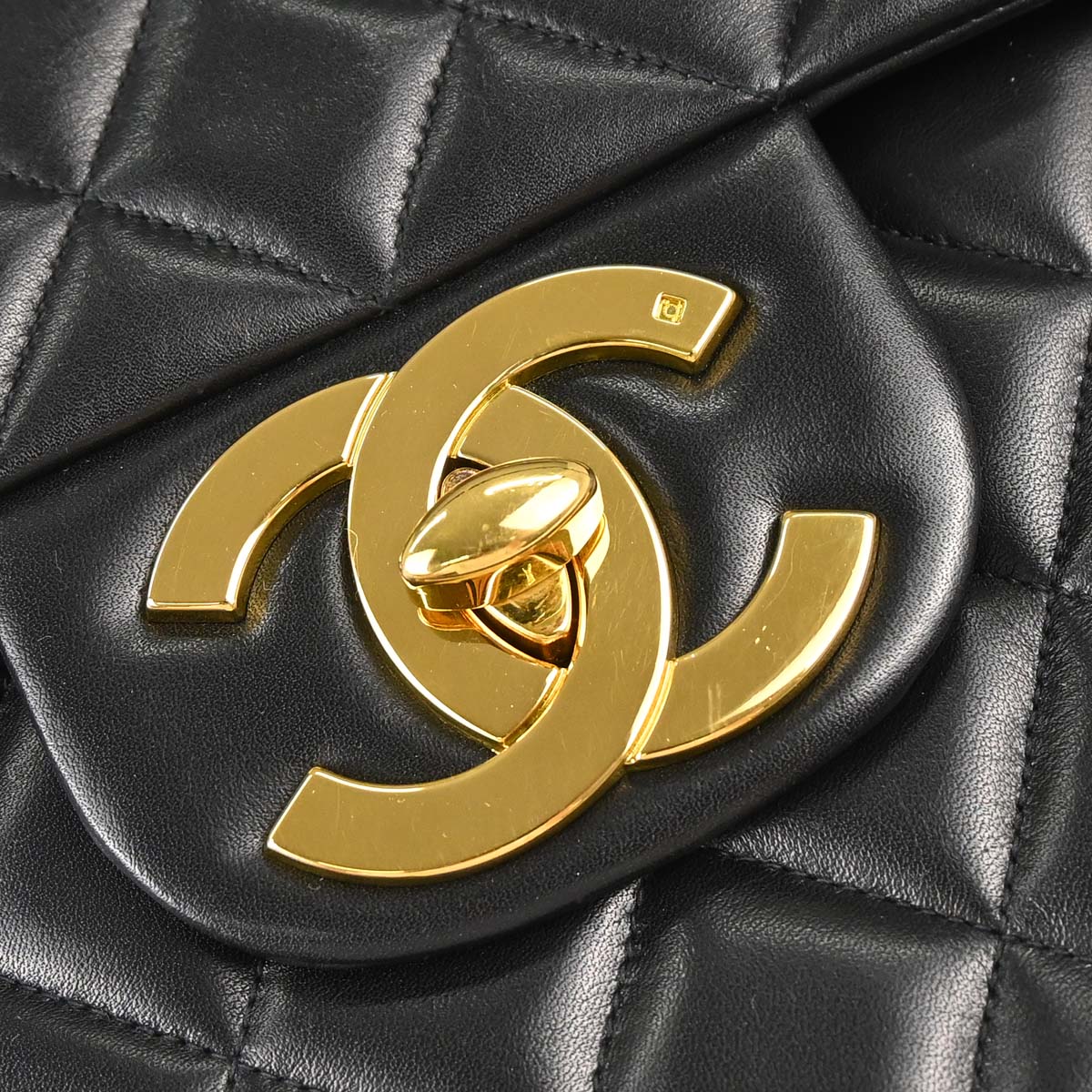 Chanel 1994-1996 Black Lambskin Maxi Classic Flap Shoulder Bag