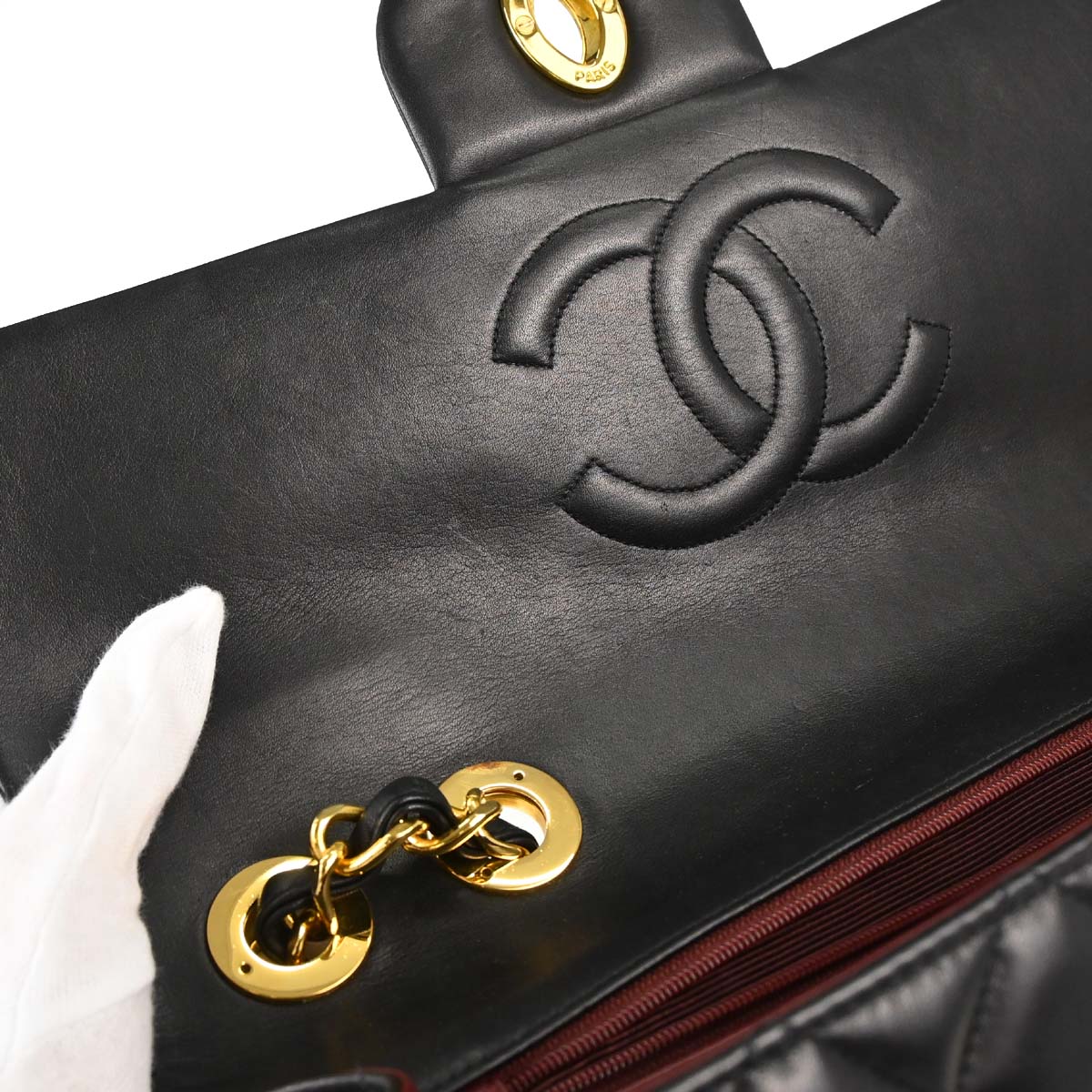 Chanel 1994-1996 Black Lambskin Maxi Classic Flap Shoulder Bag