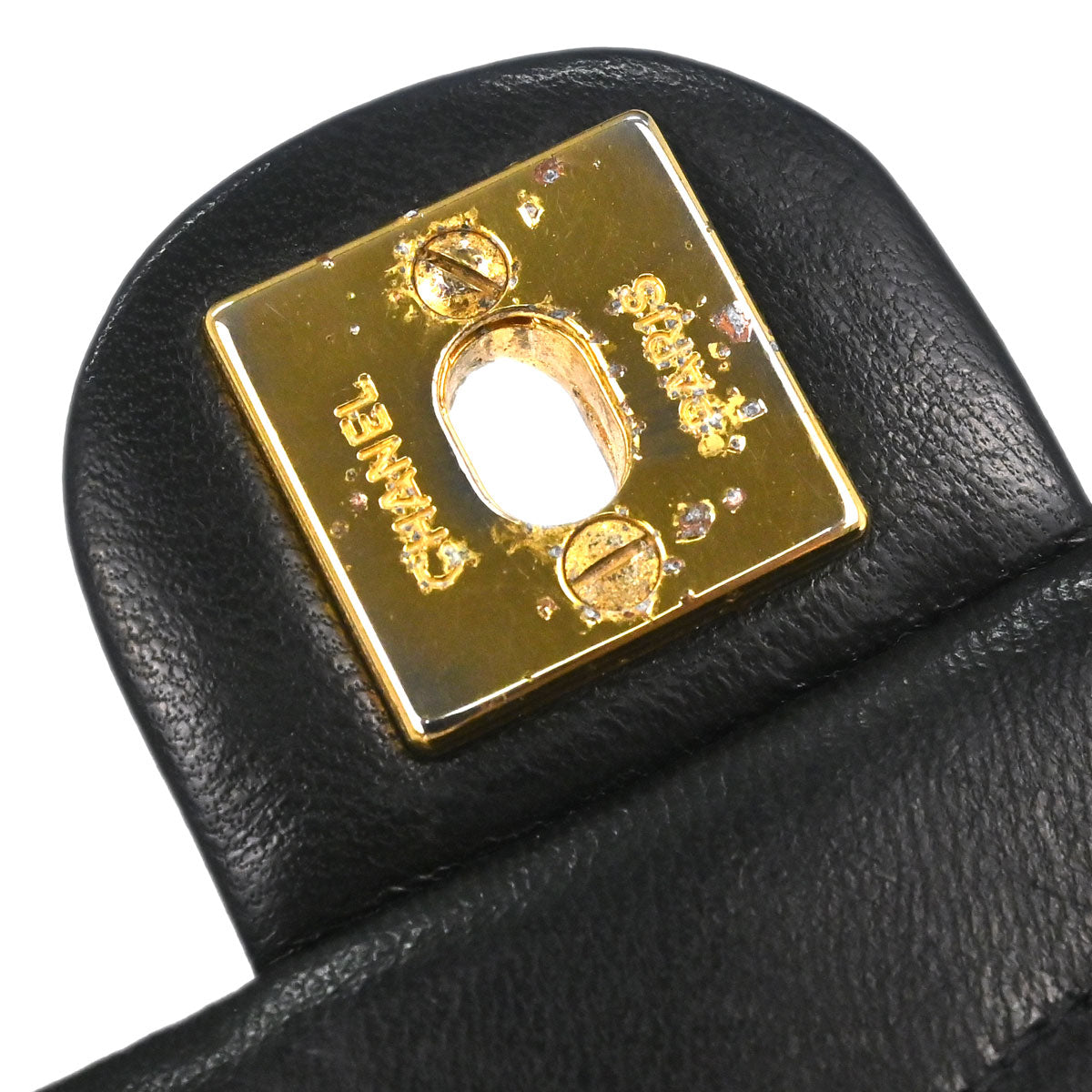Chanel 1991-1994 Black Lambskin Classic Square Flap Shoulder Bag 20