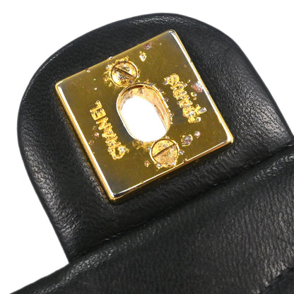 Chanel 1991-1994 Black Lambskin Classic Square Flap Shoulder Bag 20