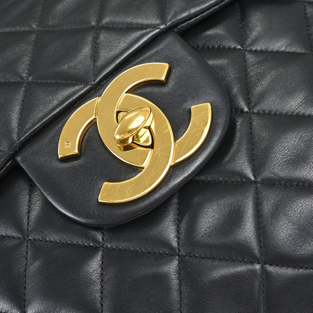 Chanel 1994-1996 Black Lambskin Maxi Classic Flap Shoulder Bag