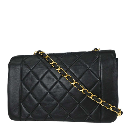 Chanel 1991-1994 Black Lambskin Small Diana Shoulder Bag