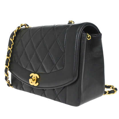 Chanel 1991-1994 Black Lambskin Small Diana Shoulder Bag