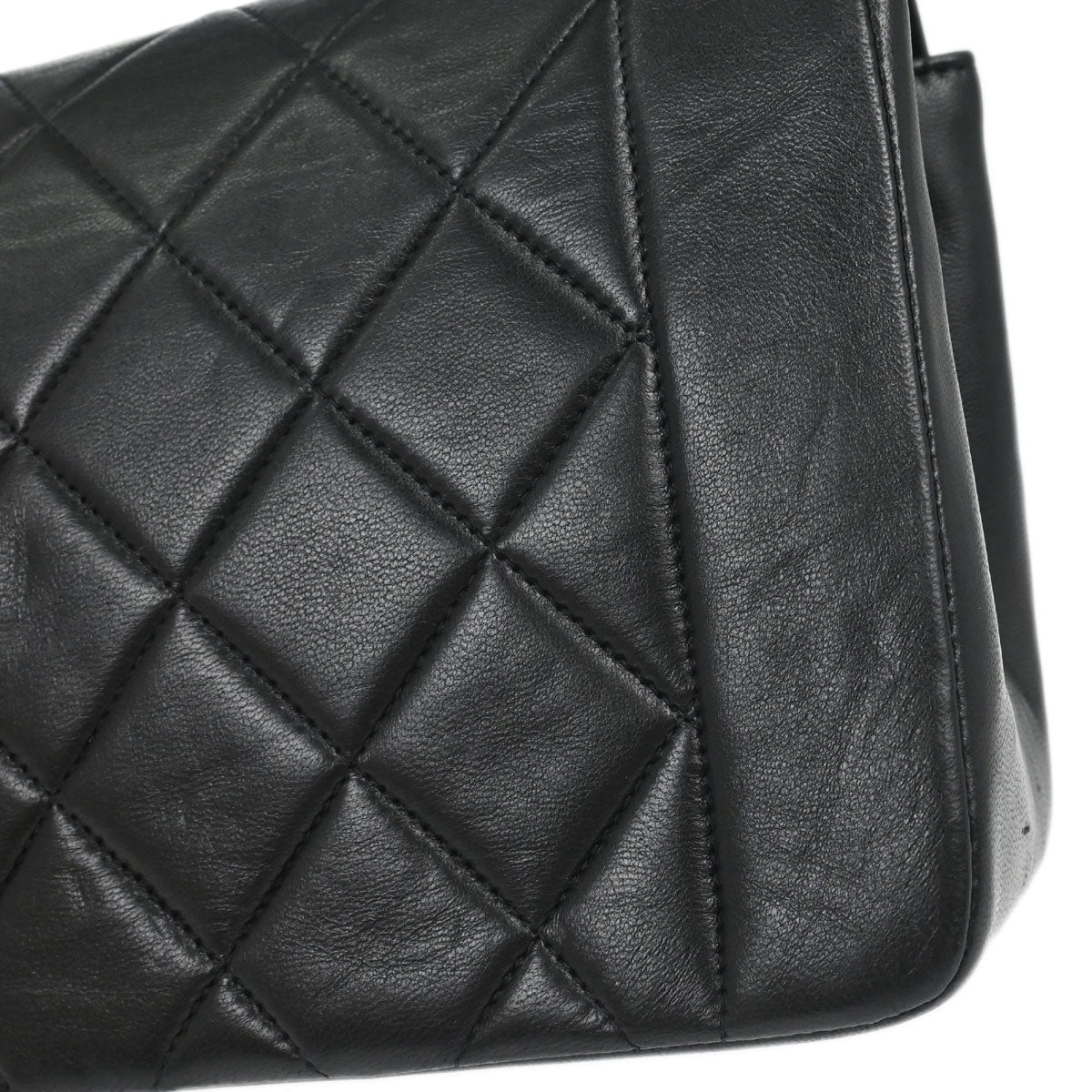 Chanel 1991-1994 Black Lambskin Small Diana Shoulder Bag