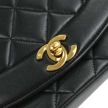 Chanel 1991-1994 Black Lambskin Small Diana Shoulder Bag