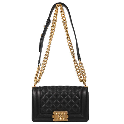 Boy Chanel Black Caviar Skin Small Chain Shoulder Bag