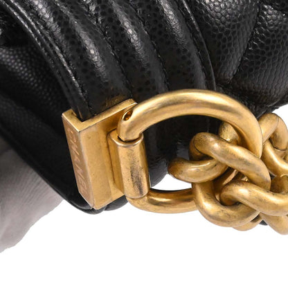 Boy Chanel Black Caviar Skin Small Chain Shoulder Bag