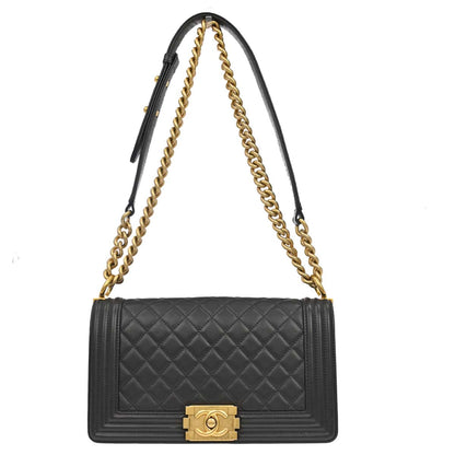 Boy Chanel 2019 Dark Gray Lambskin Medium Chain Shoulder Bag