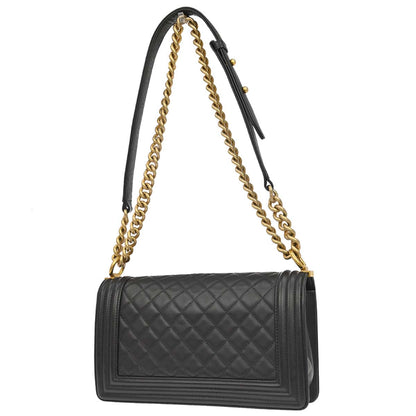 Boy Chanel 2019 Dark Gray Lambskin Medium Chain Shoulder Bag