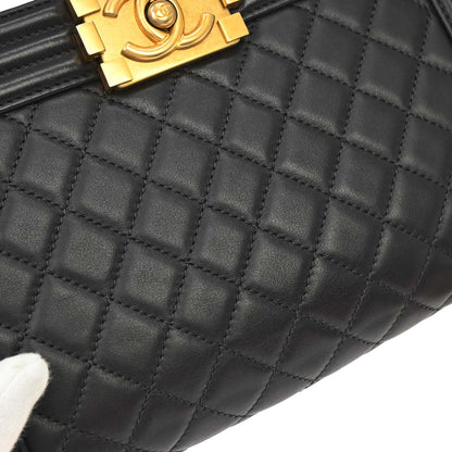 Boy Chanel 2019 Dark Gray Lambskin Medium Chain Shoulder Bag