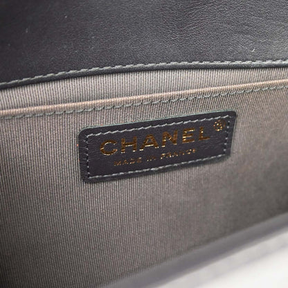 Boy Chanel 2019 Dark Gray Lambskin Medium Chain Shoulder Bag