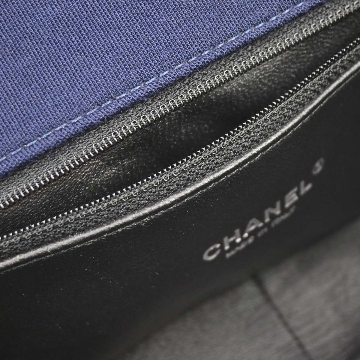 Chanel 2014-2015 Navy Black Cotton Tweed Shoulder Bag