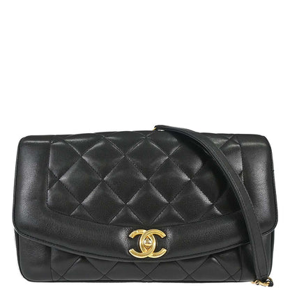 Chanel 2014-2015 Black Lambskin Diana Flap Shoulder Bag
