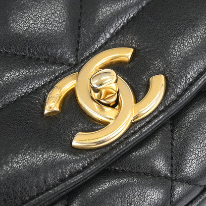 Chanel 2014-2015 Black Lambskin Diana Flap Shoulder Bag