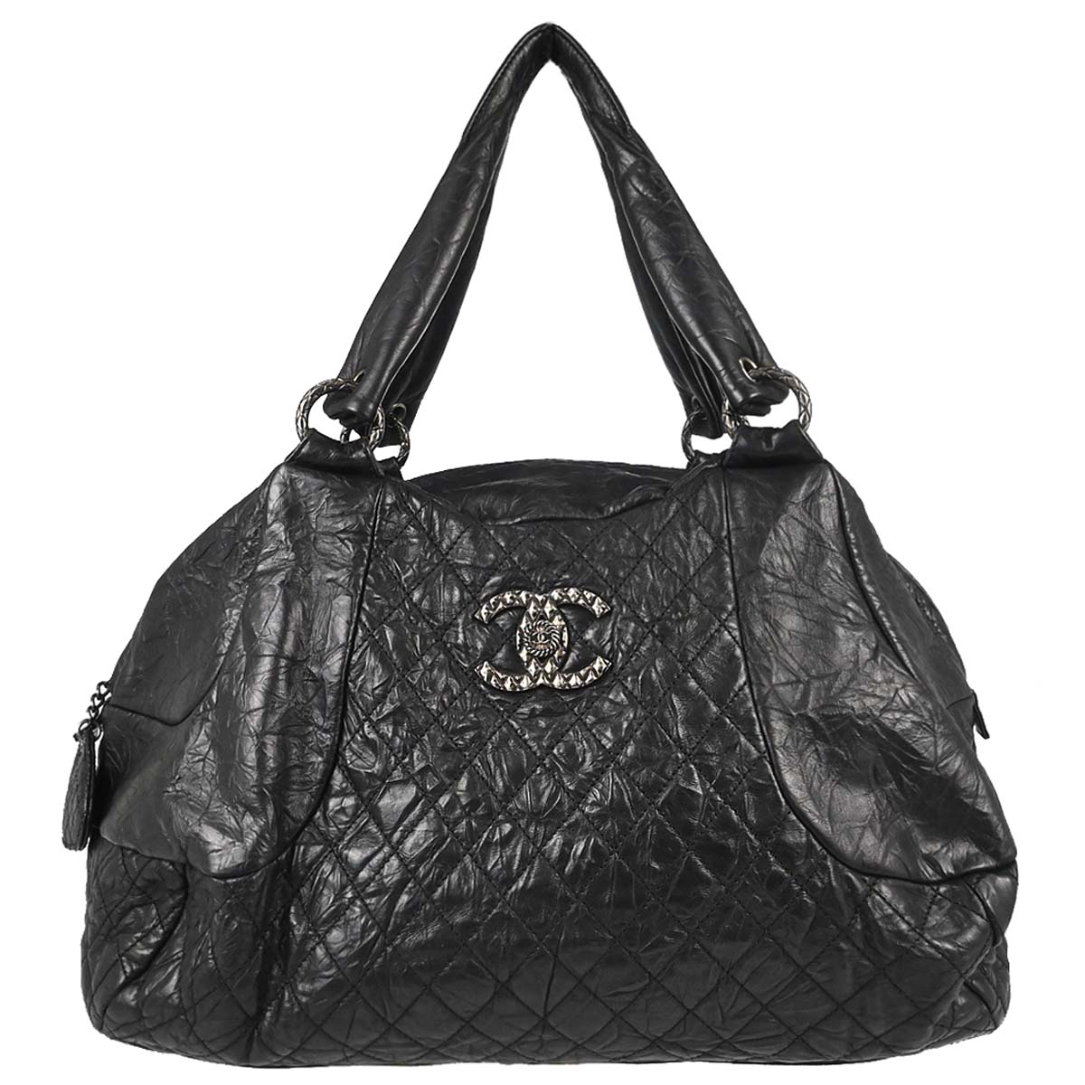 Chanel 2012-2013 Black Calfskin Coco Rider Bowling Bag Handbag