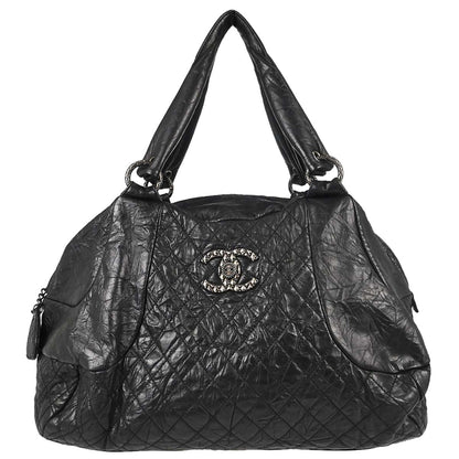 Chanel 2012-2013 Black Calfskin Coco Rider Bowling Bag Handbag