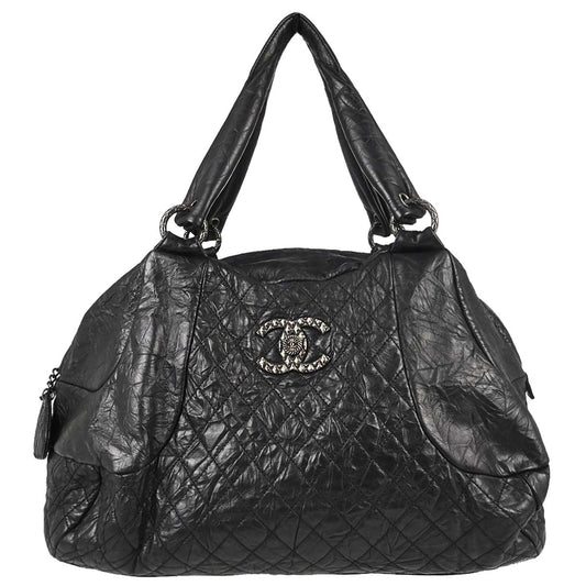 Chanel 2012-2013 Black Calfskin Coco Rider Bowling Bag Handbag