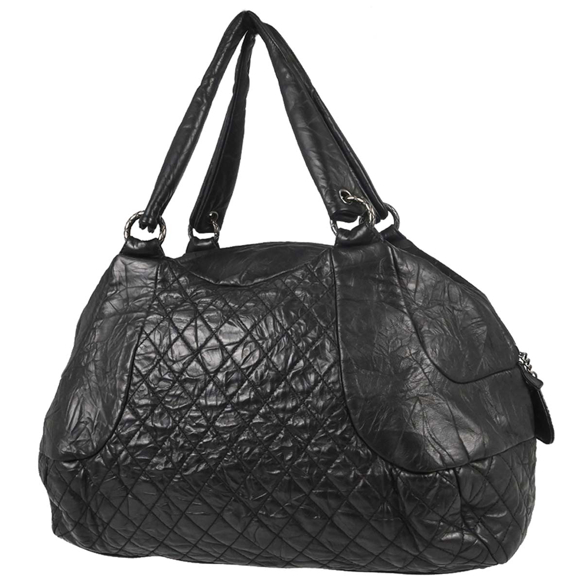 Chanel 2012-2013 Black Calfskin Coco Rider Bowling Bag Handbag